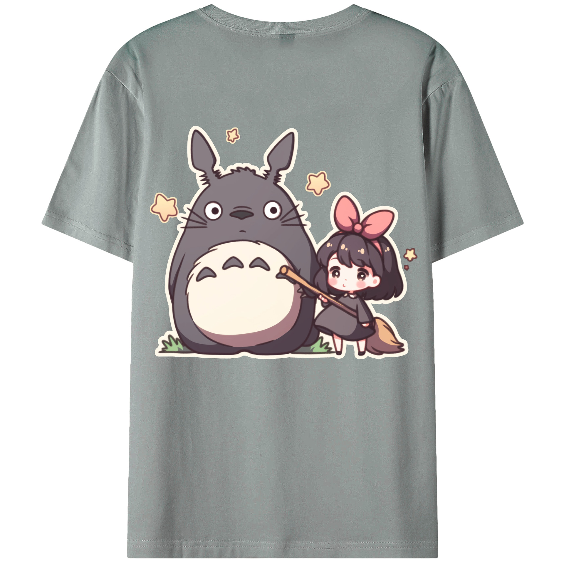 （画像用） となりのトトロ 草壁メイ 草壁サツキ My Neighbor Totoro Satsuki Kusakabe Mei Kusakabe 綿100％ メンズ半袖Tシャツ（バックプリント） 通気性